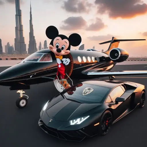 private jet and lambo mickey 90x90